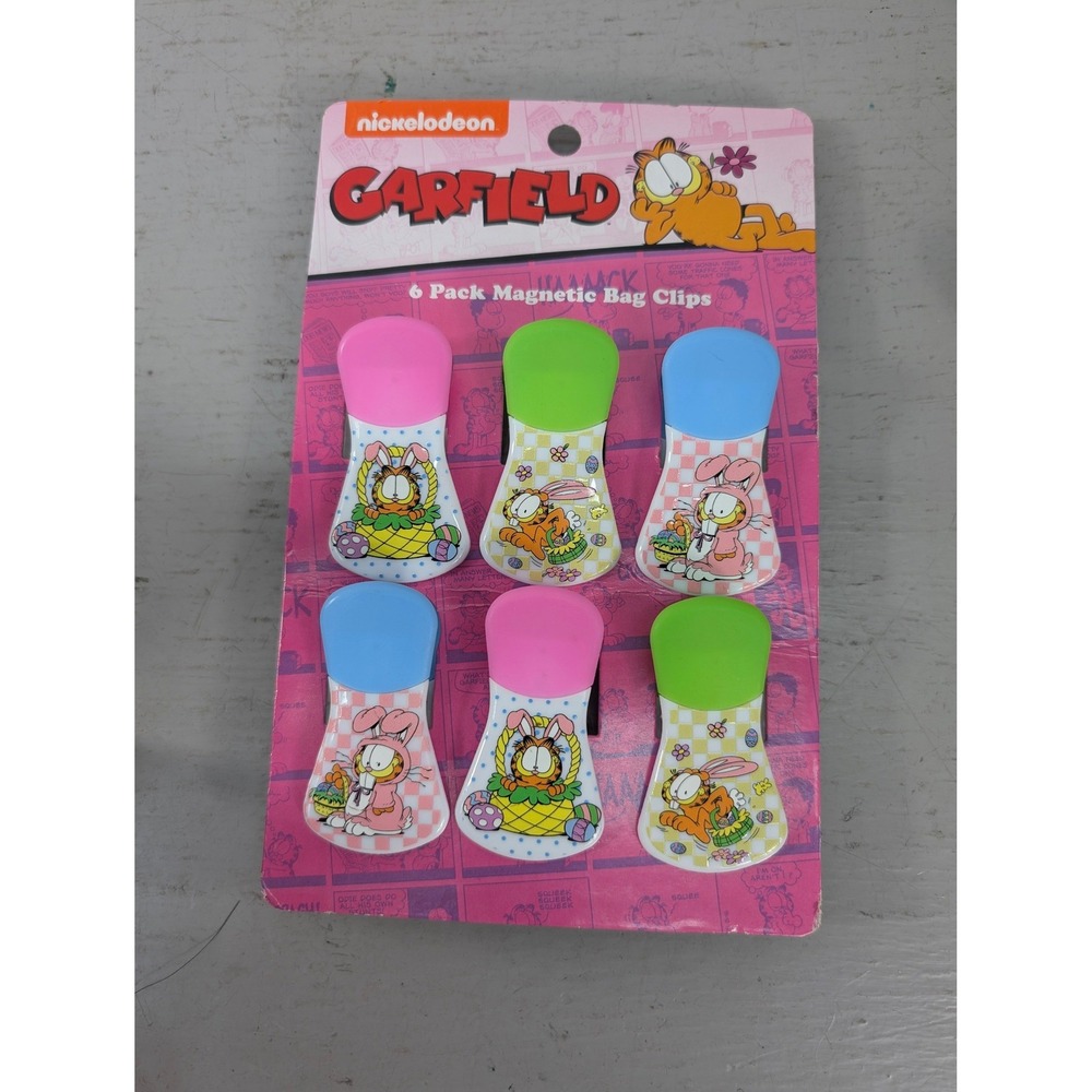 Nickelodeon Garfield Easter Magnetic Bag Clips 6 Pack New Bunny Ears Kitchen NEW